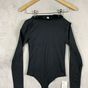 CRZ YOGA Women’s Sz Small 4/6 Bodysuit Long Sleeve Mock Turtleneck Black NWT